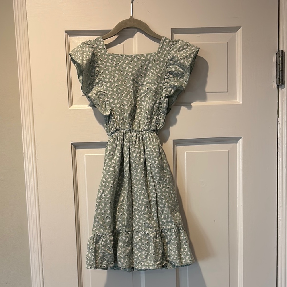 Floral Green Kids Dress